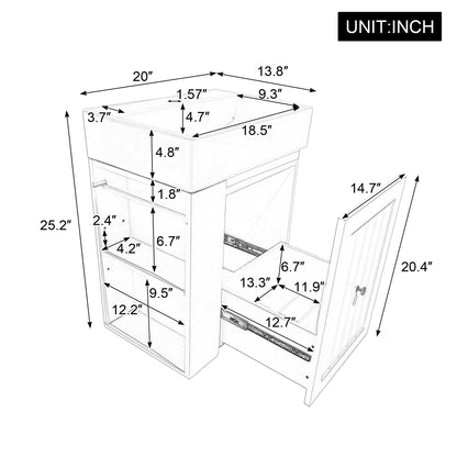 Modern Bathroom Vanity With Sink, Storage Cabinet, Drawer & Side Shelf
