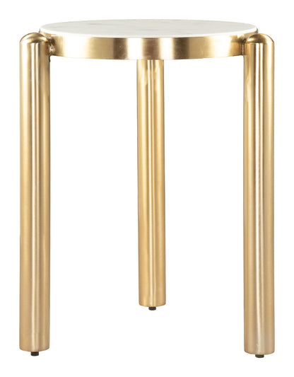 Noan - Side Table - White / Gold