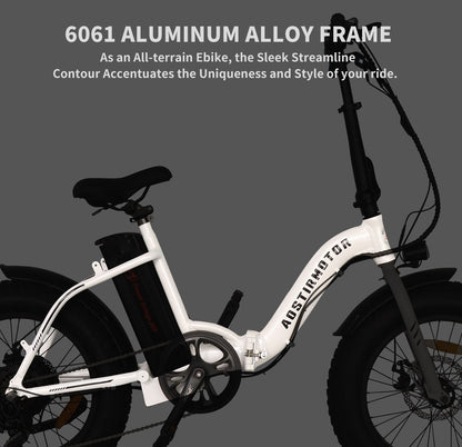 G20 Folding Electric Bike Ebike Bicycle 500W Motor 20" Fat Tire With 36V / 13Ah Li - Battery New Model - White