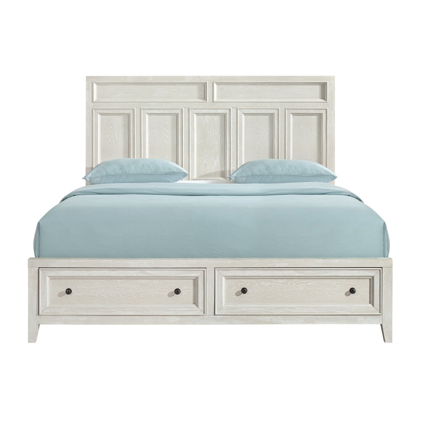 Storage Bed With Panel Headboard And Spacious Footboard Drawers