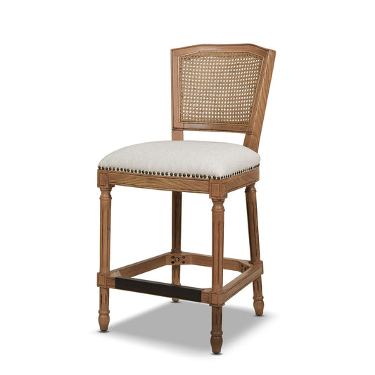 Triomphe - Wicker High Back Armless Counter Bar Stool, Stain Resistant High - White Pepper