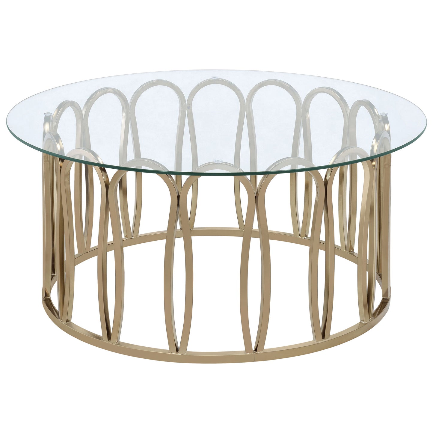 Round Glass Top Table With Polished Metal Base