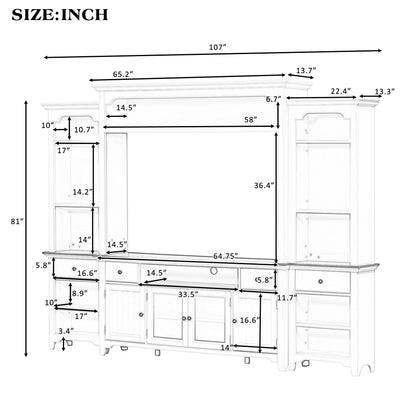 Extra Large TV Stand, Entertainment Center With Storage Cabinets