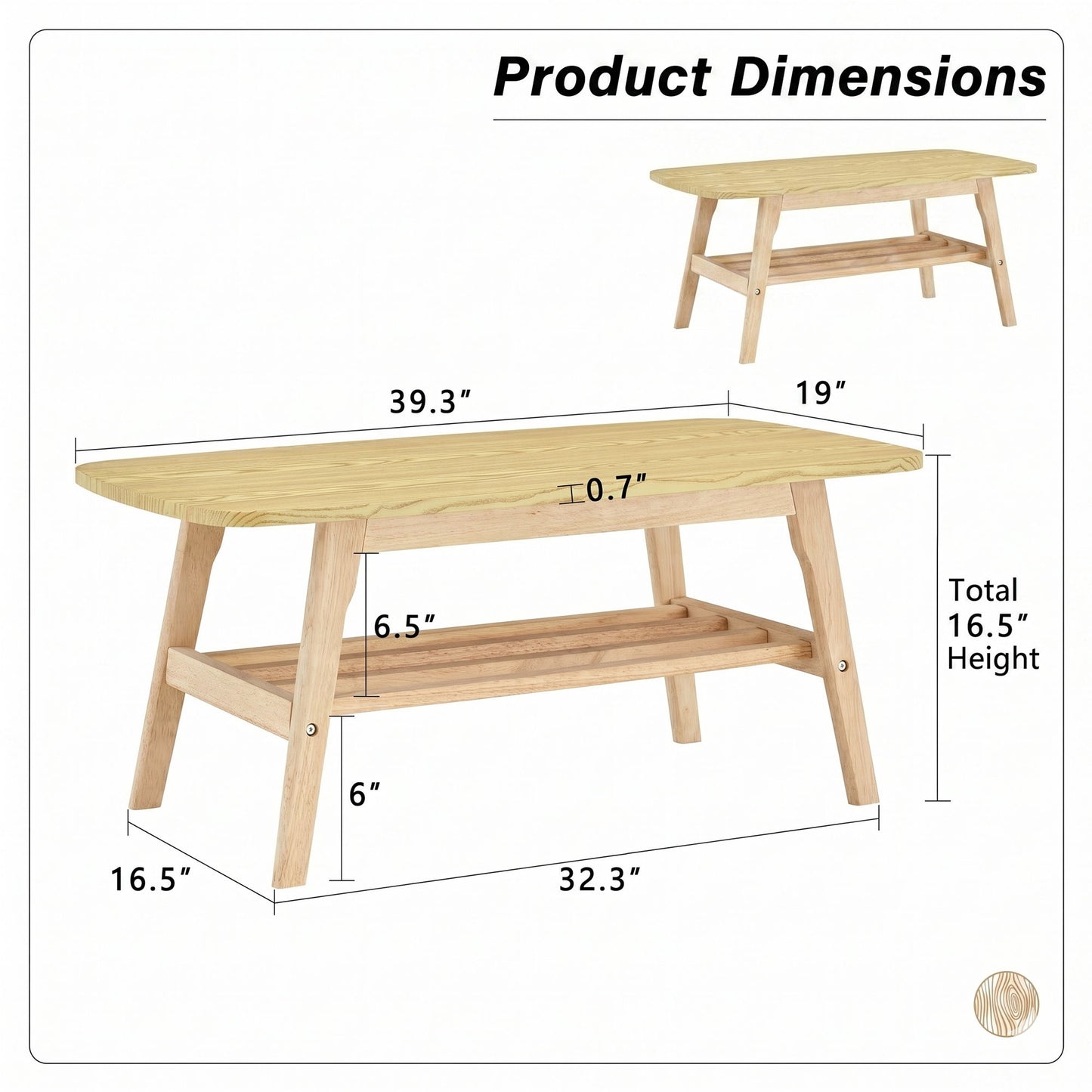 Coffee Table With Double Layer Storage For Living Rooms - Wood