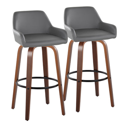 Daniella - Contemporary Fixed Height, Barstool & Swivel And Round Footrest (Set of 2)