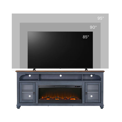 Americana - 86 In Fireplace TV Stand For TVs Up To 95" - Blue