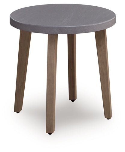 Francis Beach - Round End Table - Natural / Gray