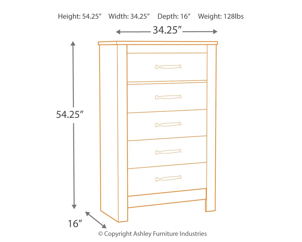 Bellaby - Whitewash - Five Drawer Chest