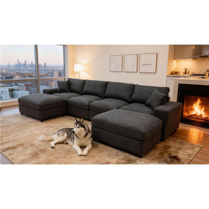 Sectional Sofa With 2 Ottomans And Toss Pillows