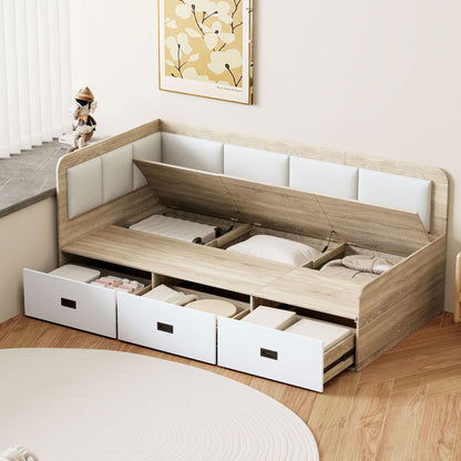 Daybed With Three Drawers And Three Storage Compartments