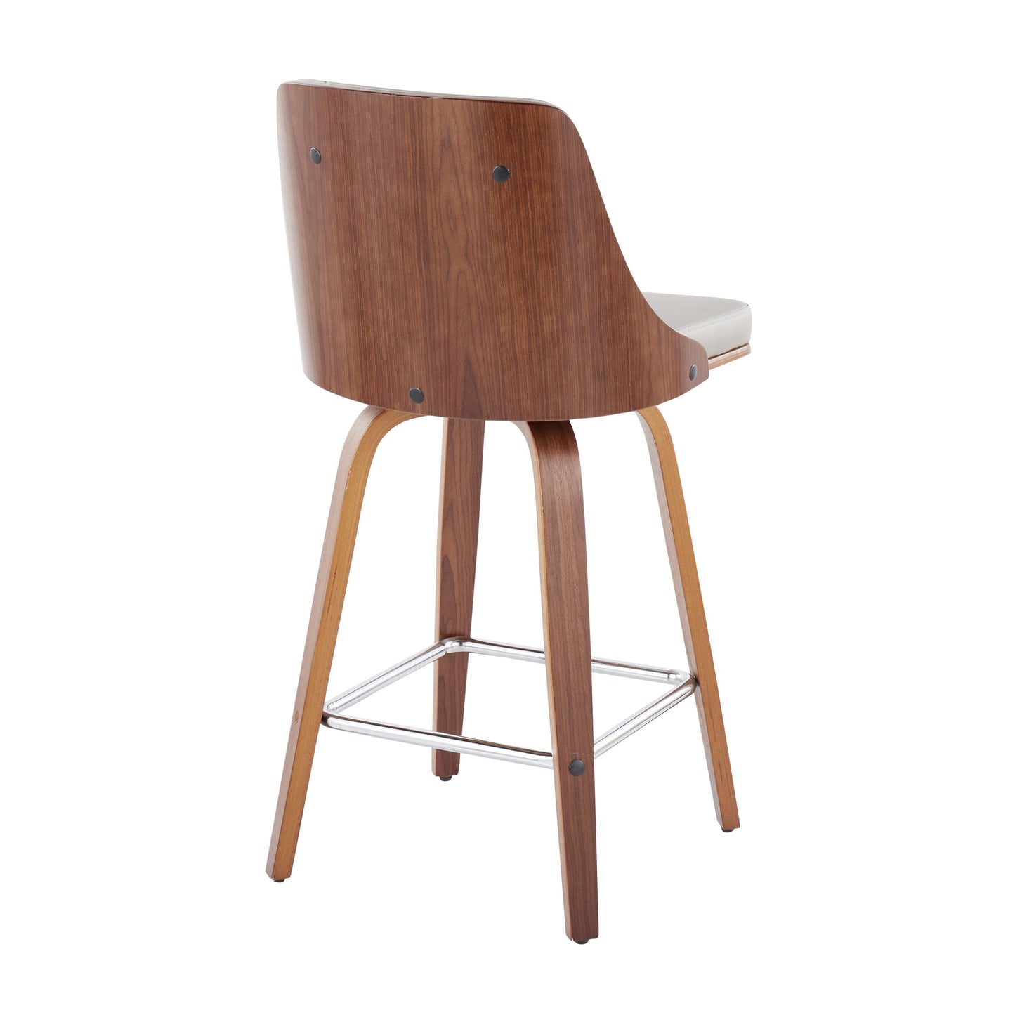 Gianna - Mid Century Modern Fixed Height Counter Stool With Swivel With Square Footrest (Set of 2)