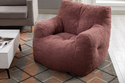 Soft Teddy Fabric Tufted Foam Bean Bag Chair With Teddy Fabric