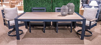 Mabry Shores - Rectangular Dining Table With Umbrella Option - Blue