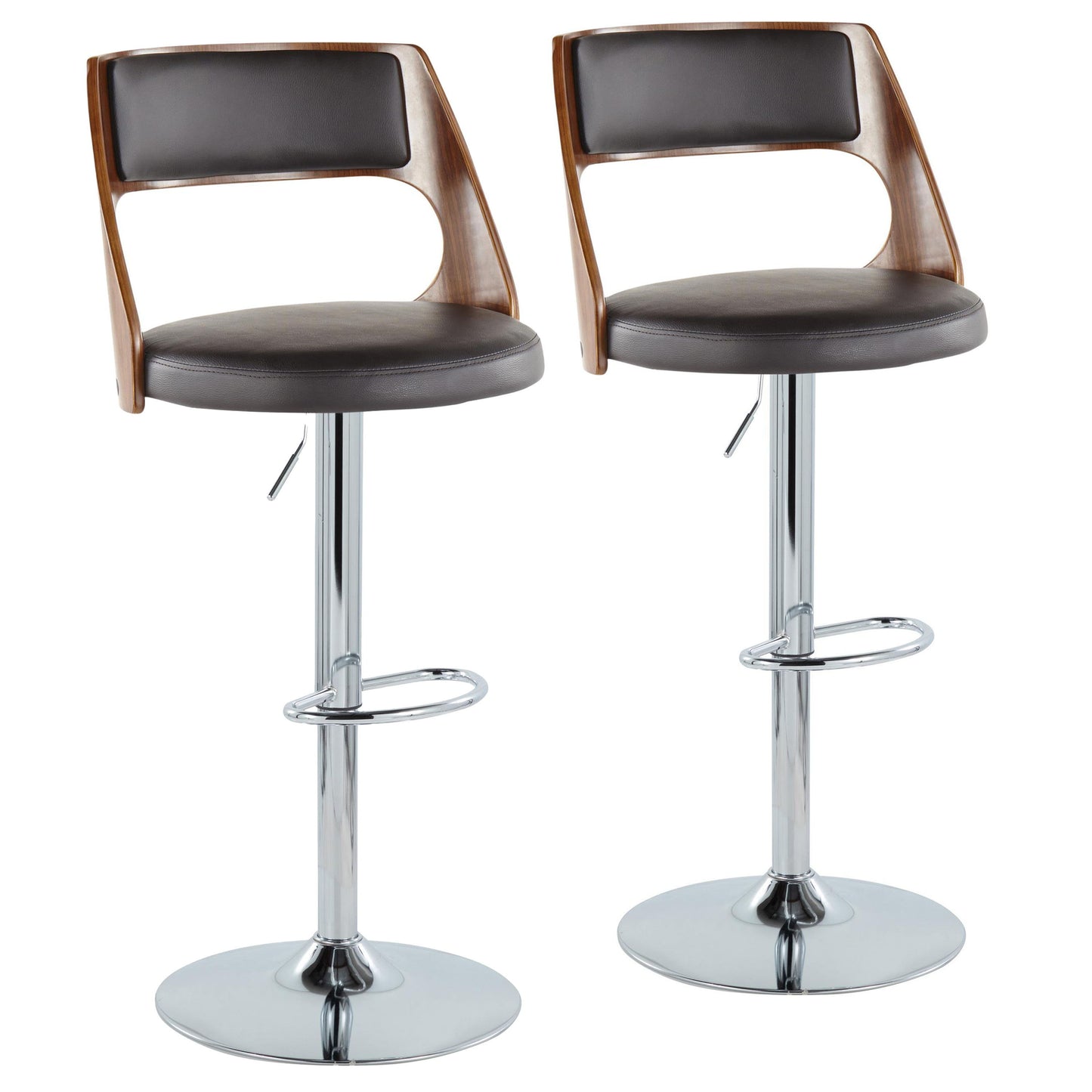 Cecina - Mid Century Modern Adjustable Height Barstool With Swivel With Oval Footrest (Set of 2)