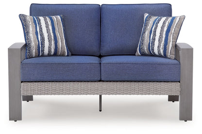 Dillon Beach - Loveseat With Cushion - Blue / Gray