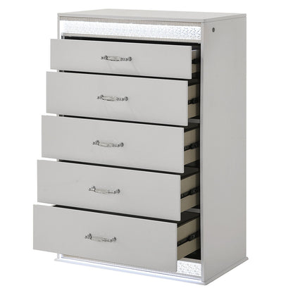 Glam - 5 Drawer Chest With LED Lighting - White