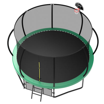 12' Recreational Kids Trampoline With Safety Enclosure Net & Ladder, Outdoor Recreational Trampolines