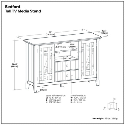 Bedford - Handcrafted Tall TV Media Stand