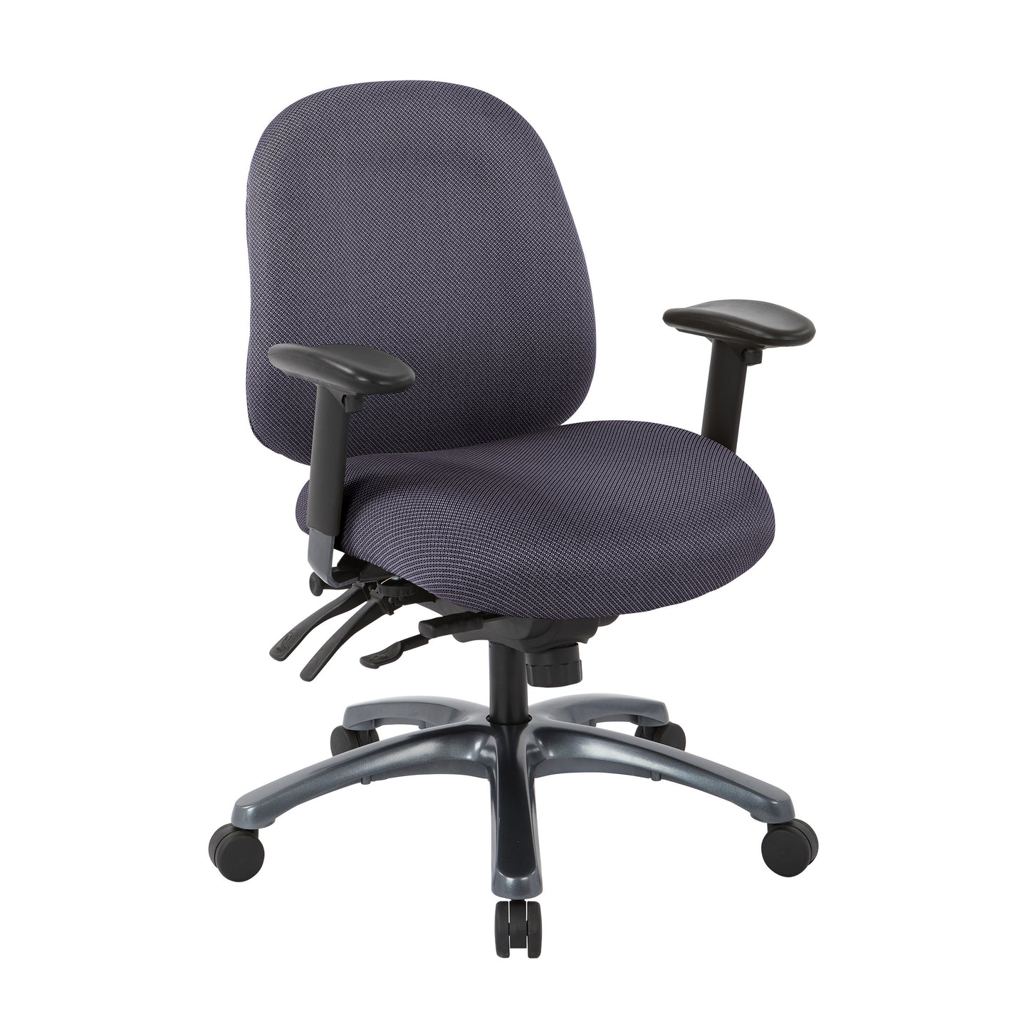 Multi-Function Mid Back Chair with Seat Slider and Titanium Finish Base