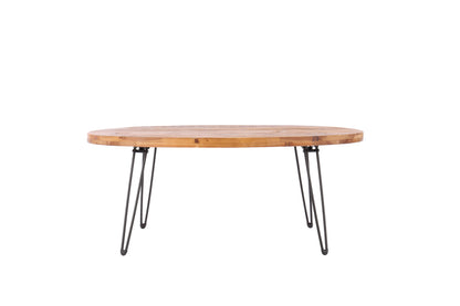 Oval Natural Reclaimed Wood Foldable Cocktail Table For Your Living Room - Natural