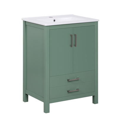 Bathroom Vanity With Sink Combo, Freestanding Storage Cabinet, Soft Closing Doors - Green