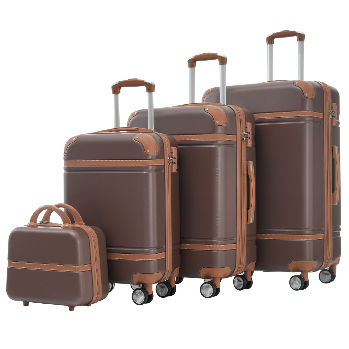 Hardshell Luggage Sets 4 Pieces 20" / 24" / 28" Luggages And Cosmetic Case Spinner Suitcase With Tsa Lock Lightweight