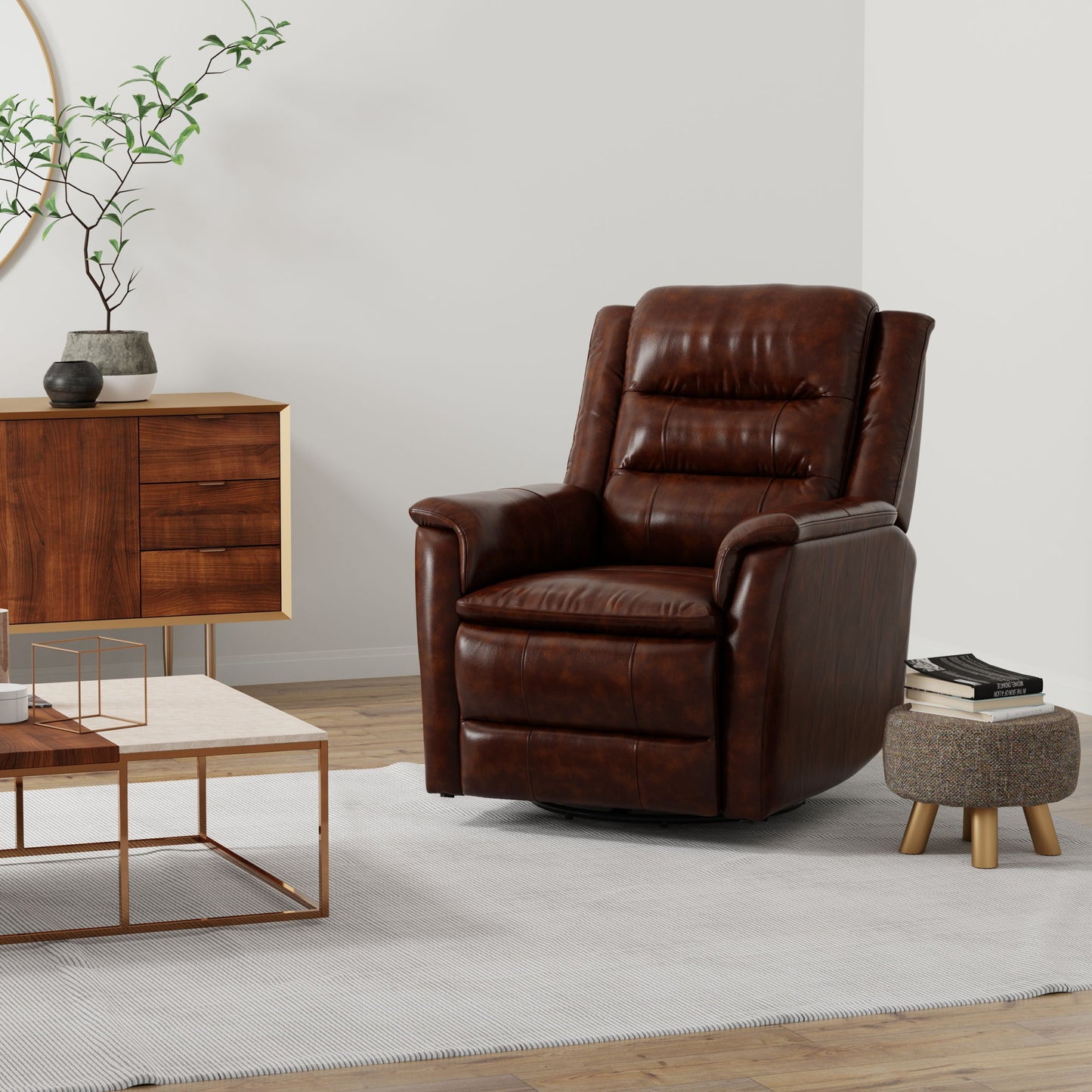 Swivel Recliner With Manual Adjustable Footrest