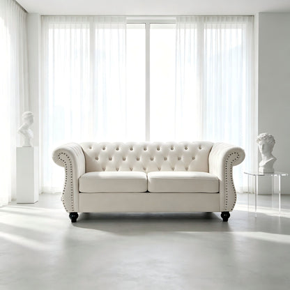 Chesterfield Button Tufted Loveseat With Rolled Arms