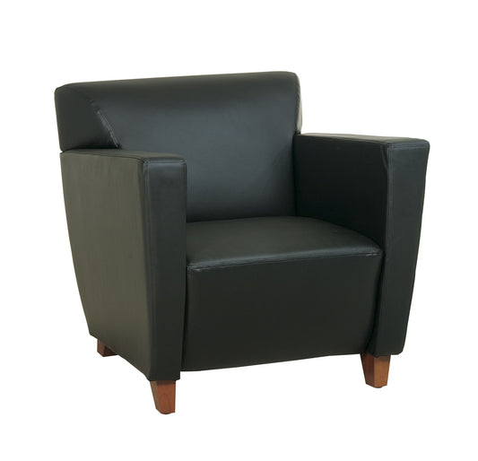 Black Bonded Leather Club Chair