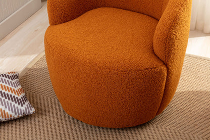 Teddy Fabric Swivel Accent Armchair Barrel Chair With Powder Coating Metal Ring