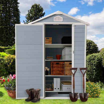 4X6Ft Resin Outdoor Storage Shed Kit-Perfect To Store Patio Furniture - Gray