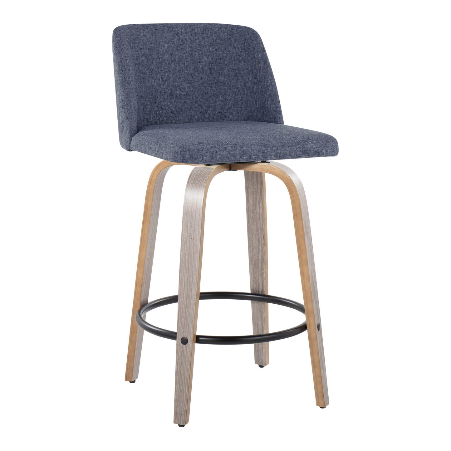 Toriano - Contemporary Fixed Height Counter Stool With Swivel & Round Footrest (Set of 2)