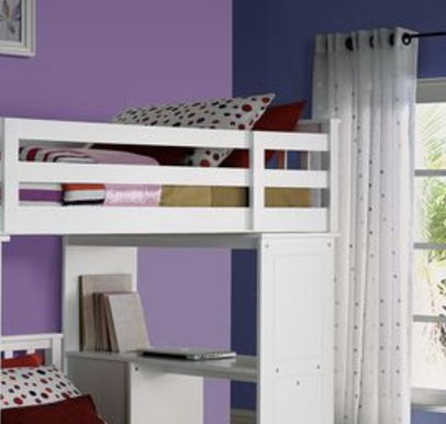 Freya - Twin Loft Bed With Storage (Not Including The Bottom Twin Bed) - White