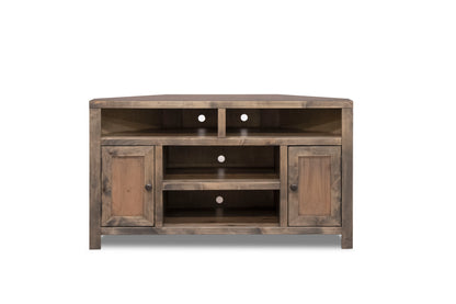 Joshua Creek - Corner TV Stand For TVs Up To - Barnwood