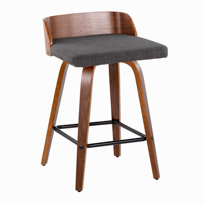 Maya - Mid Century Modern Fixed Height Counter Stool With Swivel And Square Footrest (Set of 2)