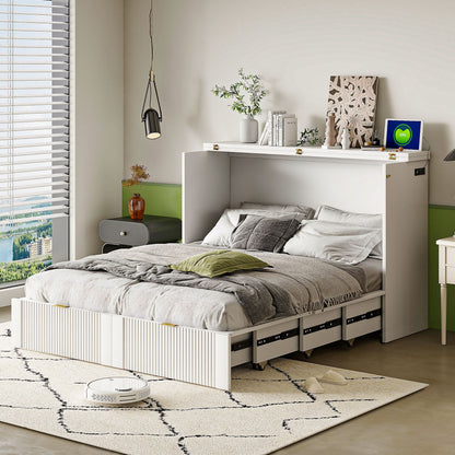 Murphy Bed With Drawer And A Set Of Sockets & USB Ports, Pulley Structure Design