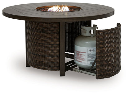 Drakes Beach - Round Fire Pit Table - Dark Brown