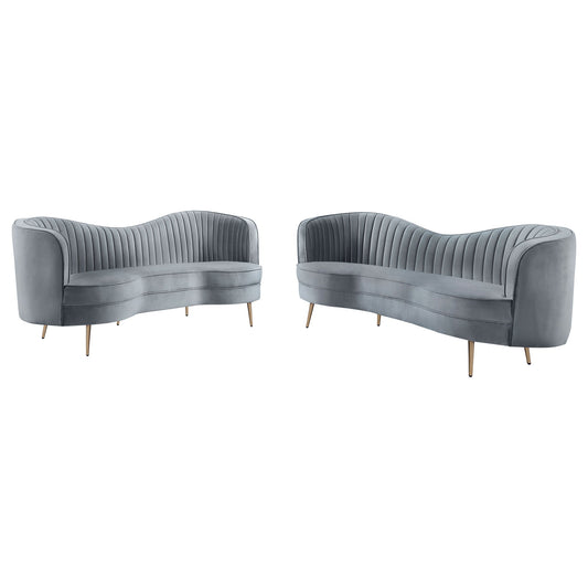 Sienna - 2 Piece Back Living Room Set, Sofa & Loveseat - Gray