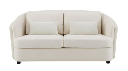 Mariko - Linen Loveseat With 2 Toss Pillows - Beige