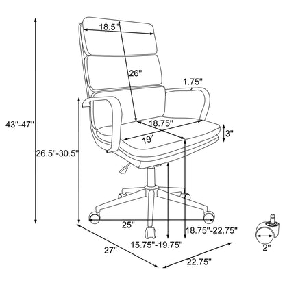 Upholstered Office Chair With Casters With Ergonomic Support And Adjustable Height - Gray