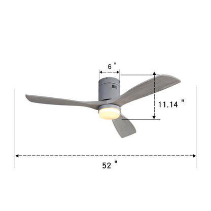 52" Ceiling Fan With LED Light, Reversible DC Motor, Remote Control - Silver