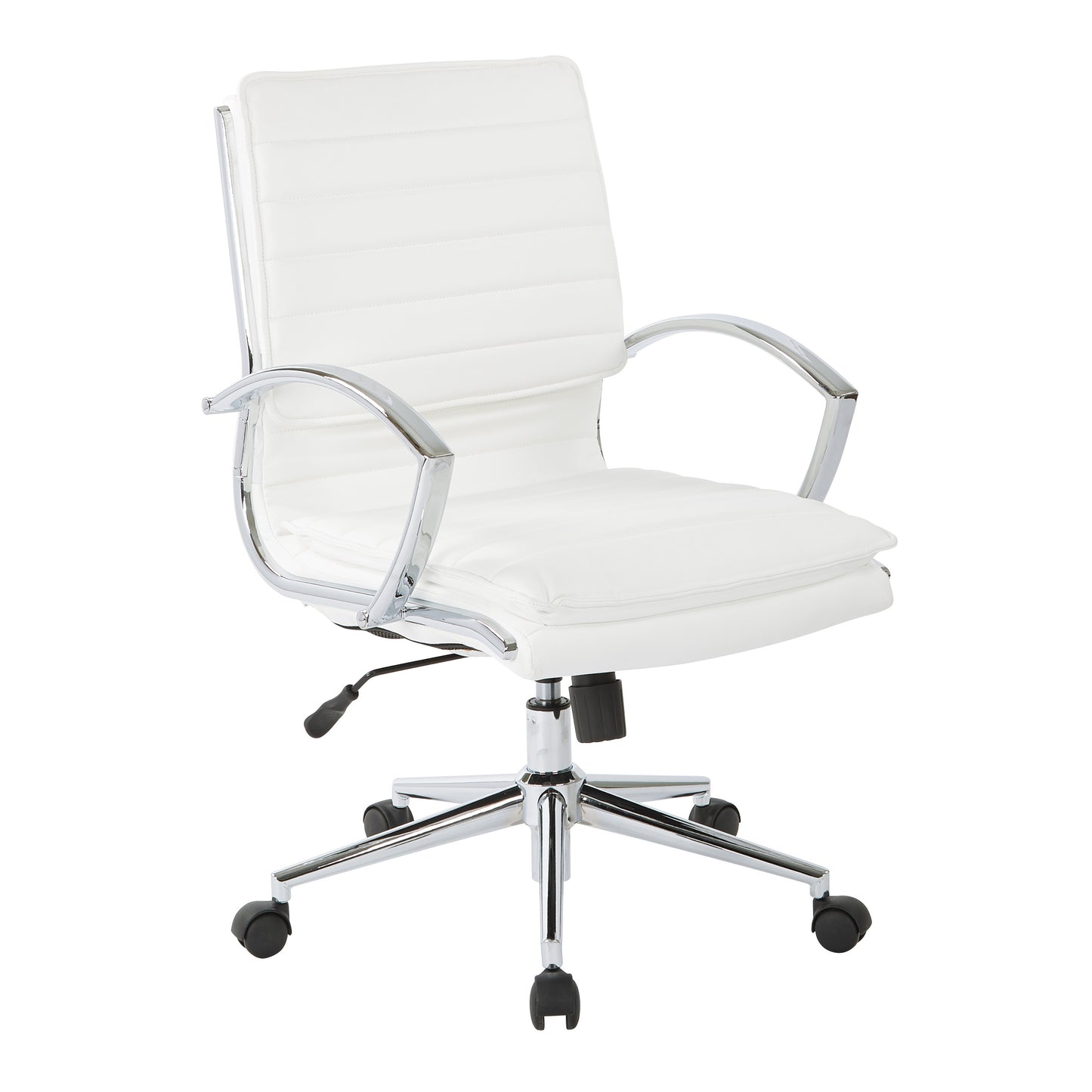 Mid Back Manager's Faux Leather Chair in White with Chrome Base