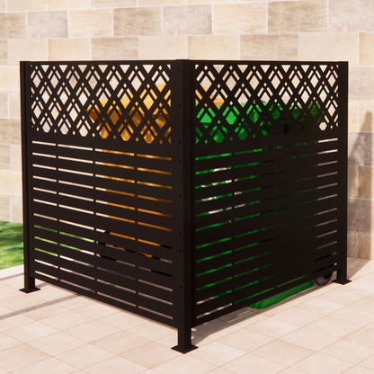 2 Panels Privacy Screen Outdoor Privacy Panels, Trash Can Enclosure, Air Conditioner Fence - Black