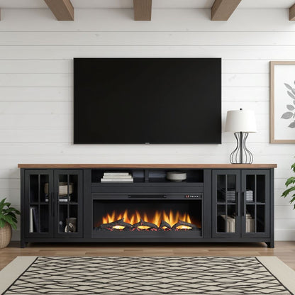 Essex - Fireplace TV Stand Console For TVs Up To 100" - Black, Whiskey