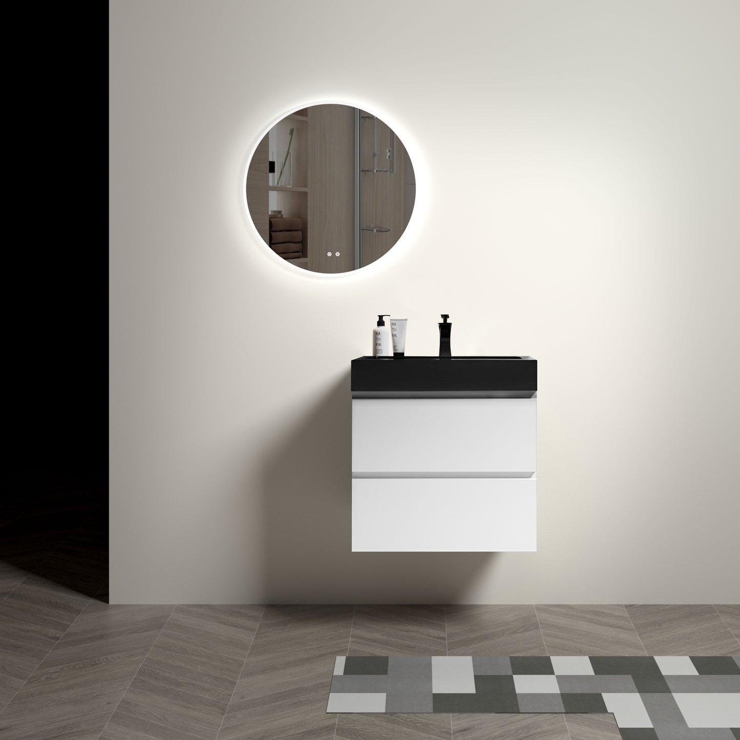 Alice - Bathroom Vanity With Large Storage, Sink Wall Mounted Floating Bathroom Vanity For Modern Bathroom, One-Piece Sink Basin Without Drain And Faucet