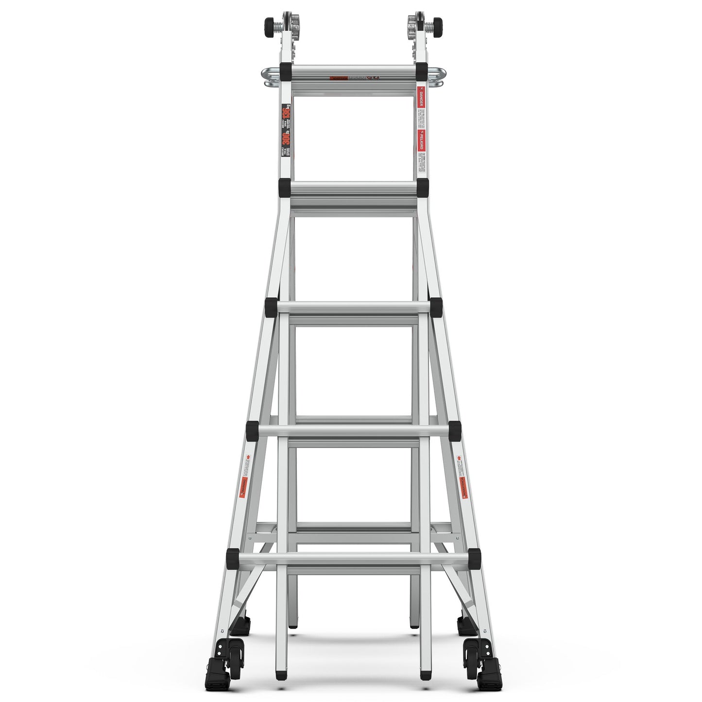 22' Aluminum Multi-Position Ladder With Wheels, 300 Lbs Weight Rating - Metallic Gray