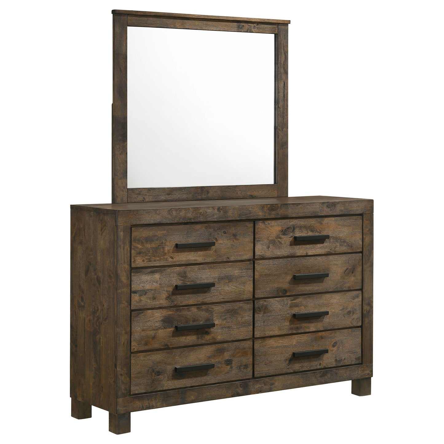 Bren - 8 Drawer Dresser With Mirror - Rustic Brown