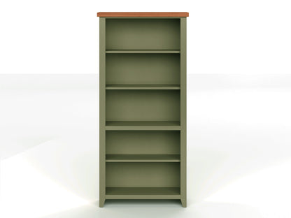 Vineyard - 72" High 5 Shelf Bookcase - Sage Green And Fruitwood